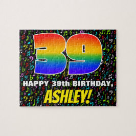 Quebra-cabeça 39.o aniversário — Símbolos musicais divertidos e 