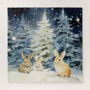 Quebra-cabeça 3 coelhos de Natal