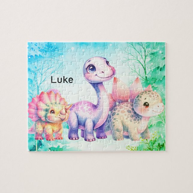 Quebra-cabeça 3 dinossauros diferentes (Horizontal)