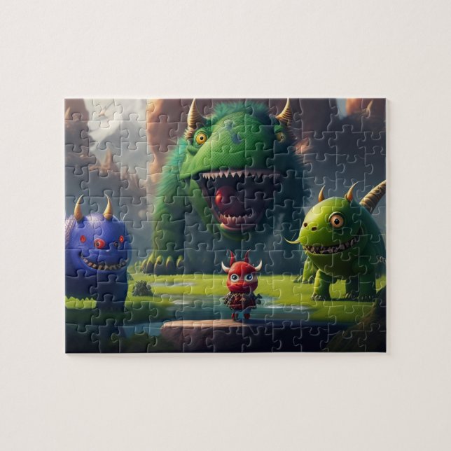 Quebra-cabeça 3D Art Fantasy Mundo Engraçado Monstros Bonitos (Horizontal)