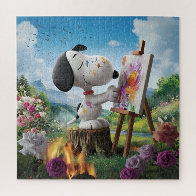 Quebra-cabeça 3D Renderização de uma Pintura de Cachorro (Vertical)