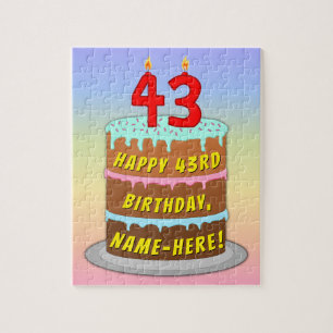 Quebra-cabeça 43º aniversário: Bolo e Velas Divertidas + Nome Pe
