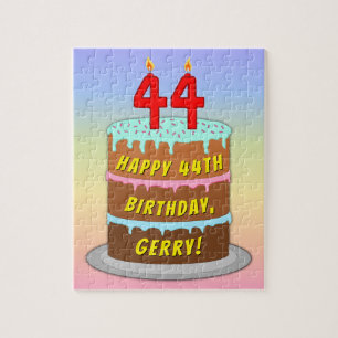 Quebra-cabeça 44 de aniversário: Bolo e Velas Divertidas + Nome