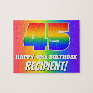 Quebra-cabeça 45.o aniversário — Padrão multicolorido do arco-ír