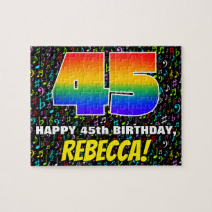 Quebra-cabeça 45.o aniversário — Símbolos musicais divertidos e 