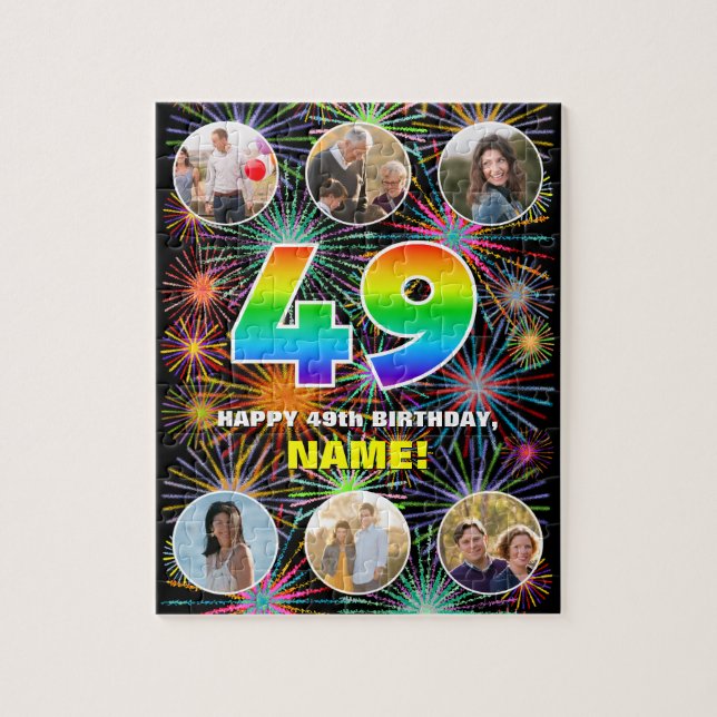 Quebra-cabeça 49º aniversário: Divertido Rainbow #, Personalizad (Vertical)