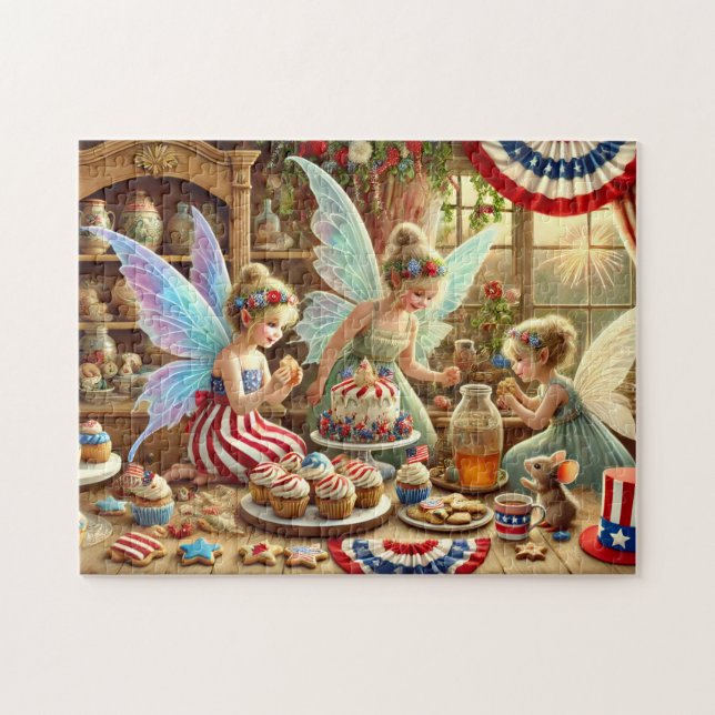 Quebra-cabeça 4th of July Fairy Tea Party Patriotic Dessert Tabl (Horizontal)