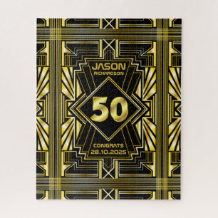 Quebra-cabeça 50º aniversário Art Deco Dourado Excelente negro