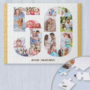 Quebra-cabeça 50º Aniversário Número 50 Colagem Personalizada de