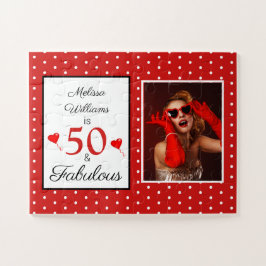 Quebra-cabeça 50 e Nome Fabuloso Foto 50º Aniversário W Red SM