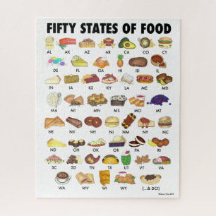 Quebra-cabeça 50 ESTADOS DA COMIDA Estados Unidos América Améric