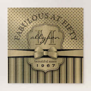 Quebra-cabeça 50th Arco Dourado das listras das bolinhas de