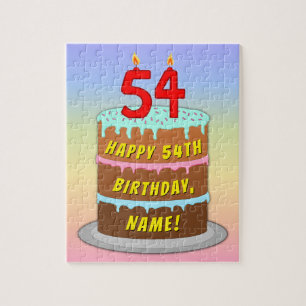 Quebra-cabeça 54.º aniversário: Bolo e Velas Divertidas + Nome P