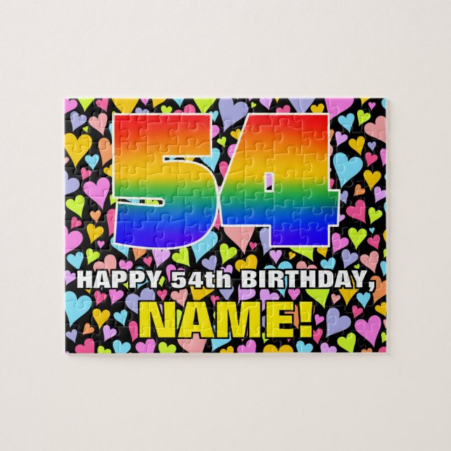 Quebra-cabeça 54.o aniversário — Formas cardíacas divertidas e a (Horizontal)