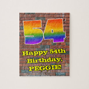 Quebra-cabeça 54th Birthday: Fun Graffiti-Inspired Rainbow 54