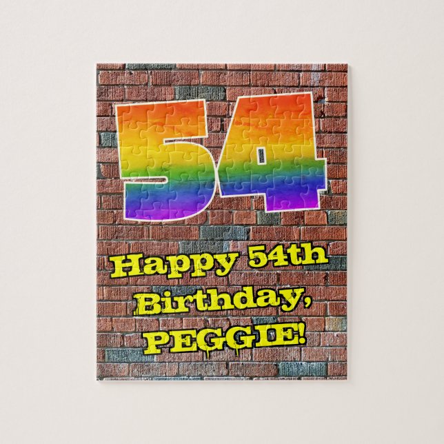 Quebra-cabeça 54th Birthday: Fun Graffiti-Inspired Rainbow 54 (Vertical)