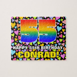 Quebra-cabeça 55.o Aniversário — Formas de Coração Divertidas e 