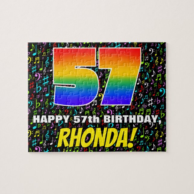 Quebra-cabeça 57.o aniversário — Símbolos musicais divertidos e  (Horizontal)