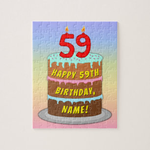 Quebra-cabeça 59º aniversário: Bolo e Velas Divertidas + Nome Pe