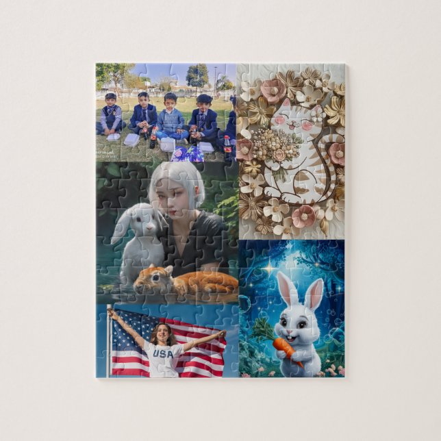 Quebra-cabeça 5 fotos personalizam quebra-cabeça, fotos de colag (Vertical)