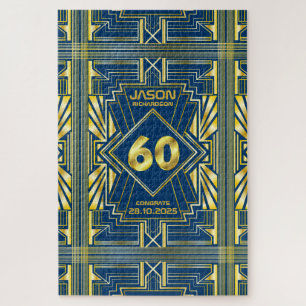 Quebra-cabeça 60º aniversário Art Deco Dourado Excelente Azul