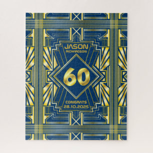Quebra-cabeça 60º aniversário Art Deco Dourado Excelente Azul