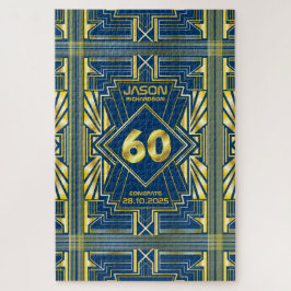 Quebra-cabeça 60º aniversário Art Deco Dourado Excelente Azul Ga