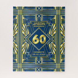 Quebra-cabeça 60º aniversário Art Deco Dourado Excelente Azul Ga