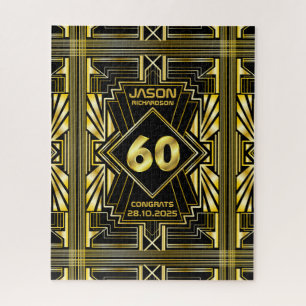 Quebra-cabeça 60º aniversário Art Deco Dourado Excelente Negro