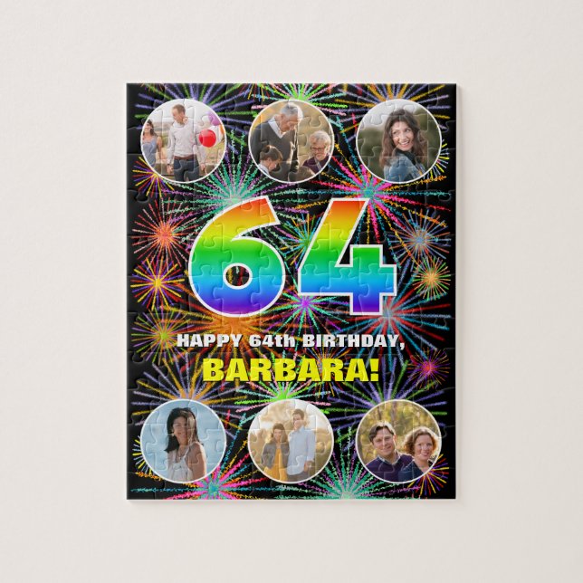 Quebra-cabeça 64.º aniversário: Divertido Rainbow #, Nome Person (Vertical)