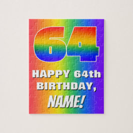 Quebra-cabeça 64th Birthday: Colorful, Fun Rainbow Pattern # 64