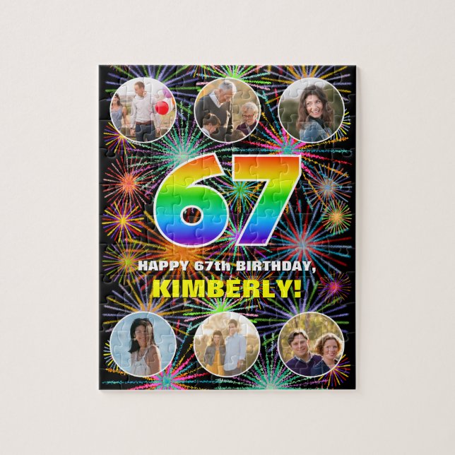 Quebra-cabeça 67º aniversário: Divertido Rainbow #, Personalizad (Vertical)