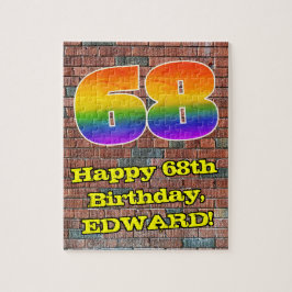 Quebra-cabeça 68th Birthday: Fun Graffiti-Inspired Rainbow 68
