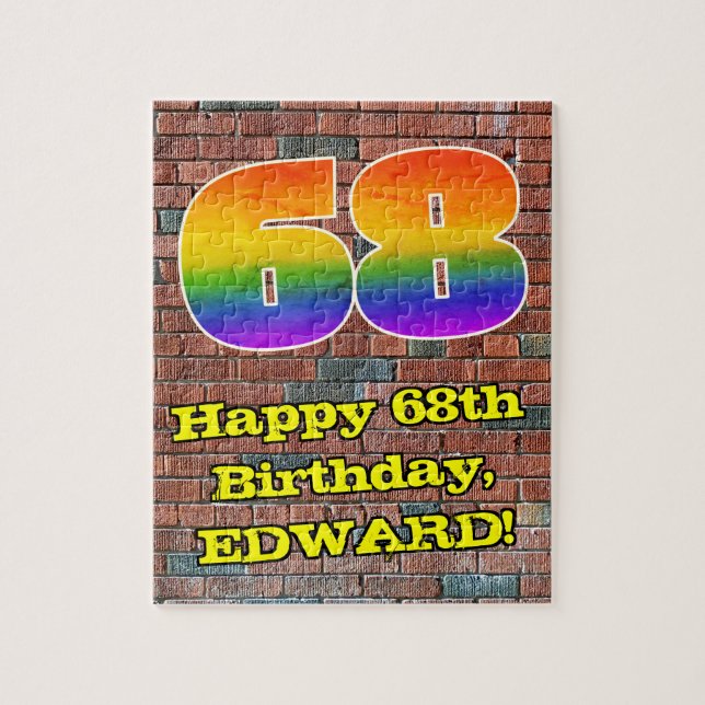 Quebra-cabeça 68th Birthday: Fun Graffiti-Inspired Rainbow 68 (Vertical)