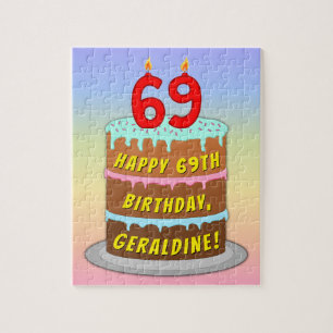 Quebra-cabeça 69.º aniversário: Bolo e Velas Divertidas + Nome P