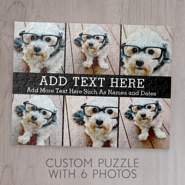 Quebra-cabeça 6 Colagem de Fotos 2 Linhas de Texto — CAN Editar  (6 Photo Personalized Jigsaw Puzzle)