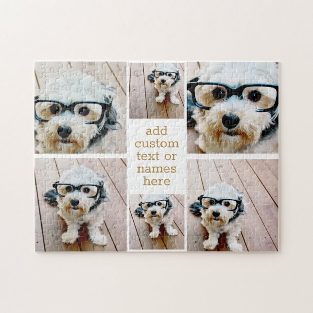 Quebra-cabeça 6 Mínimo de colagem de fotos - ouro e branco (Horizontal)