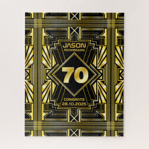 Quebra-cabeça 70 Aniversário Art Deco Dourado Excelente Negro G