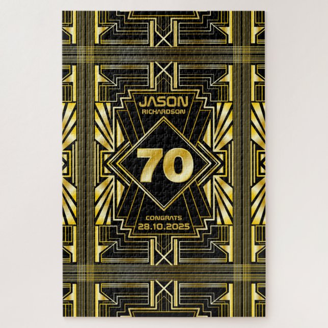 Quebra-cabeça 70 Birthday Art Deco Dourado Excelente Negro Gatsb (Vertical)
