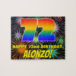 Quebra-cabeça 72º aniversário: Fogos de artifício coloridos e di