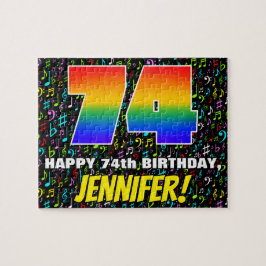 Quebra-cabeça 74.o aniversário — Símbolos musicais divertidos e 