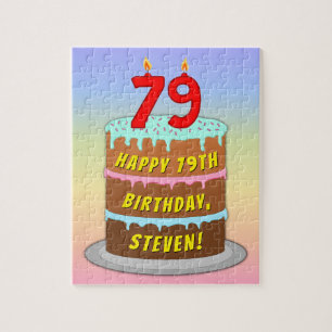 Quebra-cabeça 79.º aniversário: Bolo e Velas Divertidas + Nome P