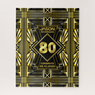 Quebra-cabeça 80 Aniversário Art Deco Dourado Excelente Negro G