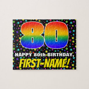 Quebra-cabeça 80 Birthday — Padrão Colorido e Divertido de Estre