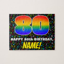 Quebra-cabeça 80 Birthday — Símbolos Musicais Divertidos e Color