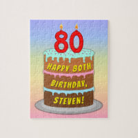 80 de aniversário: Bolo e Velas Divertidas + Nome 