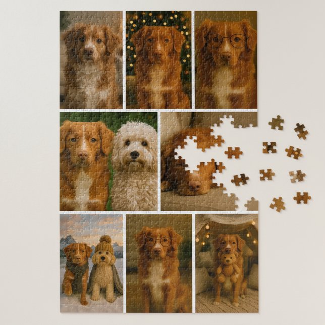 Quebra-cabeça 8 Colagem de Fotos Personalizadas (8 Photo Collage Personalized Custom Jigsaw Puzzle by Ricaso. Make your own one of a kind puzzle)