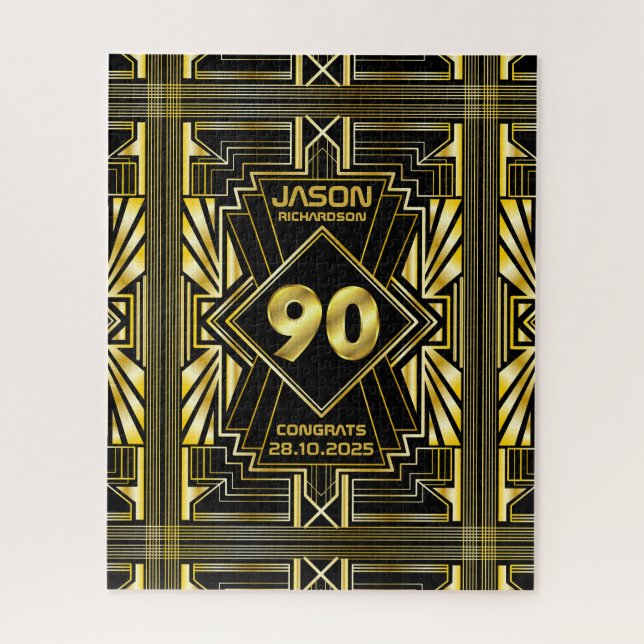 Quebra-cabeça 90 Birthday Art Deco Dourado Excelente Negro Gatsb (Vertical)