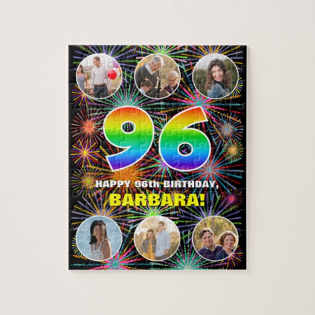 Quebra-cabeça 96º Aniversário: Arco-íris Divertido #, Nome Perso (Vertical)