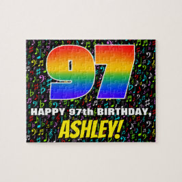 Quebra-cabeça 97.o aniversário — Símbolos musicais divertidos e 